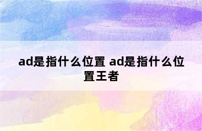 ad是指什么位置 ad是指什么位置王者